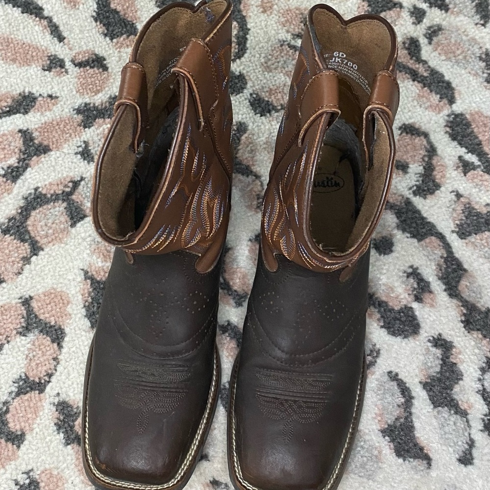 Justin Brown Leather Boys Boots